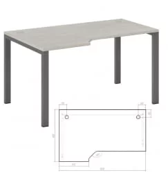 Стол эргономичный левый на металлоопорах New Line NLN36322624 Дуб шамони светлый