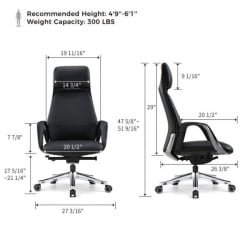 Эргономичное кресло руководителя Eureka OC07 SERENE (Nappa кожа), черное