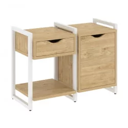 Тумба на регулируемых опорах наборная. Вариант №3 LOFT VR.L-TN-3.O Металл белый Тиквуд светлый