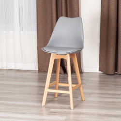 Стул барный TULIP BAR (mod. C1014H-1) / 2 шт. в упаковке пластик/дерево, 42 х 47,5 х 104 см, Grey (серый) 92717 / натуральный