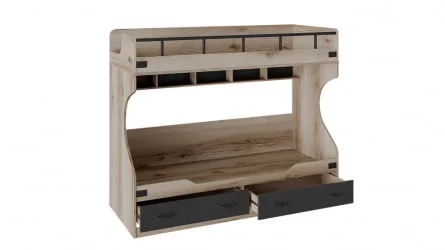 Кровать-чердак Окланд ТД-324.11.01 Фон Черный/Дуб Делано