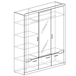 Шкаф для платья и белья 3-х дверный Ронда №310 Венге Белый глянец