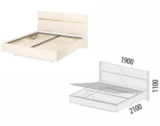 Кровать с подъемным механизмом Монако 903.36 Белый шпон/Даллас Айвори