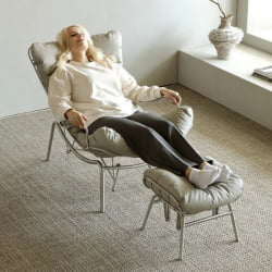 Кресло-качалка Liam с пуфом, серое