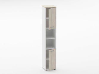 Шкаф 5 узкий закрытый с 2 -мя открытыми полками Deka 10.23.12Пр Дуб Сантана светлый/Белый