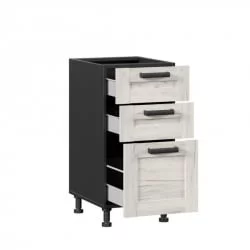 Тумба кухонная 400 с 3 ящиками (4) Винченца ЛД 234.110.000.055 Черный Дуб Крафт белый