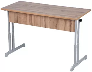 Парта двухместная с прямыми углами (рост 3-7) Клен Танзау/Металл Серый