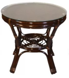 Стол Багама круглый с плетеной столешницей Bahama2 венге матовый