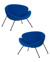 Кресло дизайнерское ДОБРИН ЕМИЛЙ (синяя ткань АФ6, черное основание) 2 шт / DOBRIN EMILY AF6,