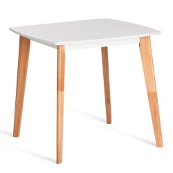 Обеденный стол Claire квадратный столешница МДФ, опоры дерево гевея, белый / натуральное дерево, 80 x 80 x 75см