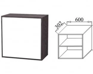 Настенный шкаф для гостиной Куб К06 Белый софт Ясень черный