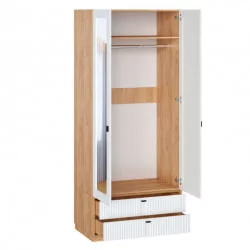 Шкаф двухстворчатый с зеркалом Бари ЛД 698.190.000 Дуб Золотой Белый