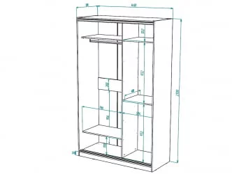 Шкаф-купе 2-х дверный Виктория 1400х584х2300, Белый 14ДЗДЗ-Б 310-13