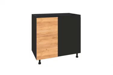 Тумба кухонная угловая 1000 (левая) Шервуд ЛД 281.091.000.008 Черная Дуб золотой