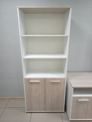 Шкаф 4 широкий верх открытый, низ закрытый Дека 10.19.111 Дуб Сантана светлый/Белый / Deka