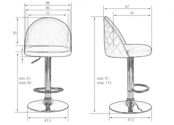 Стул барный ДОБРИН МИЛАНА (черный велюр (МДЖ9-101)) 2 шт / DOBRIN MILANA (MJ9-101))