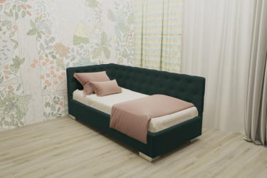 Детская кровать 120 190 ВЕРСАЛЬ БЕЗ ОСНОВАНИЯ (BERHOUSE) Материал фасада: Металл/Велюр; Спальное место: 1200х1900; Цвет: Зеленый