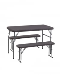 Комплект раскладного стола и двух скамеек Кейт коричневый