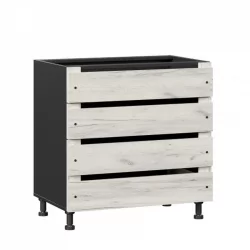 Тумба кухонная 800 с 3 ящиками ЛЮКС (4) Винченца ЛД 234.930.000.066 Тип 2 Черный Дуб Крафт белый