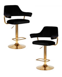 Стул барный ДОБРИН CХАРЛЙ ГОЛД (черный велюр (МДЖ9-101)) 2 шт / DOBRIN CHARLY GOLD (MJ9-101))