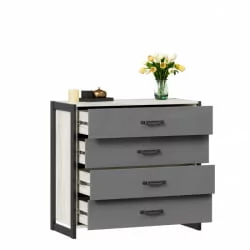 Комод с 4 ящиками Техно ЛД 678.110.000 Дуб Крафт белый Серый шифер