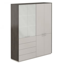 Шкаф высокий двойной Атлас НЗ-0321+НЗ-0332.БТ.ГС Бренсон Трюфель Серый камень / Atlas NZ-0321+NZ-0332.BT.GS