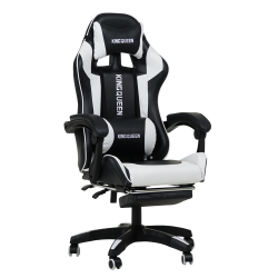 Геймерское кресло 1206 KINGQUEEN цвет черный/белый с массажем 1206-black-white-mass