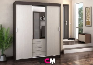 Двустворчатый гардеробный шкаф Лидер 3 Венге-дуб белфорд