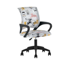 Кресло детское ТопЧаирс Симпле СН ДЖуниор принт Блуе Катс пластик черный / TopChairs Simple SN Junior Blue Cats