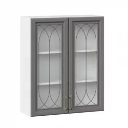 Шкаф кухонный 800 высокий со стеклом Джелатто ЛД 241.460.000.114 Белый Оникс серый