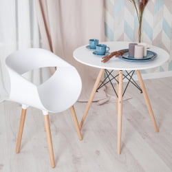 Обеденный стол CINDY NEXT (mod. 70-80 MDF) металл/мдф/бук, D70х75см, белый/натуральный