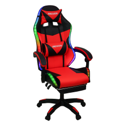 Кресло 908 KINGQUEEN цвет черный/красный с массажем и подсветкой 908-black-red-mass