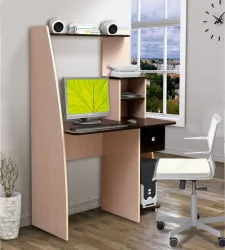 Парта школьная с полкой компьютерный №10 Ясень Шимо светлый/Венге