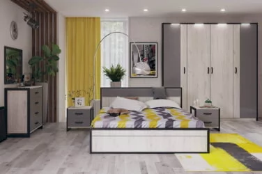 Комод с 4 ящиками Техно ЛД 678.110.000 Дуб Крафт белый Серый шифер