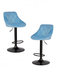 Стул барный DOBRIN LOGAN BLACK (пудрово-голубой велюр (MJ9-74)) 2 шт