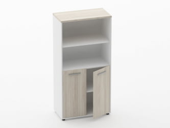 Шкаф 3 широкий 2 полки открытые, 2 полки закрытые Deka 10.16.111 Дуб Сантана светлый/Белый
