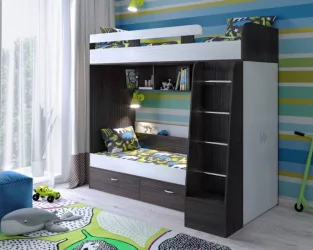 Двухъярусная кровать для девочки Юниор-6 Бодего-белое дерево