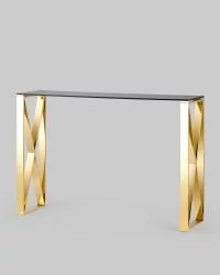 Консоль КРОСС 115x30 Золото (стекло smoke)