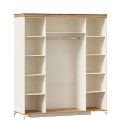 Шкаф четырехстворчатый с 2 зеркалами Вилладжио Алебастр/Дуб золотой