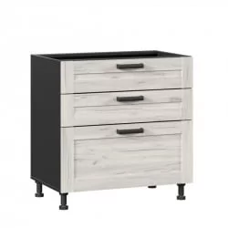 Тумба кухонная 800 с 3 ящиками ЛЮКС (4) Тип 1 Винченца ЛД 234.930.000.071 Черный Дуб Крафт белый