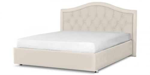 Мягкая интерьерная кровать "Калининград" с подъемным механизмом Материал фасада: Экокожа; Спальное место: 1800х2000 мм; Цвет фасада: Белый; Цвет корпуса: Белый 