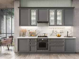 Шкаф кухонный 800 высокий со стеклом Джелатто ЛД 241.460.000.114 Белый Оникс серый