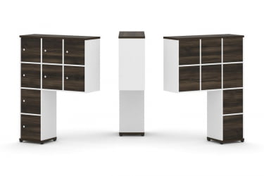 Надставка на стол высокая односторонняя + задняя стенка (8 шт.) + распашной фасад (8 шт.) CОНCЕПТ CН.ОНВ-010 Дуб Мали Белый бриллиант Черный металл / CONCEPT CN.ONV-010