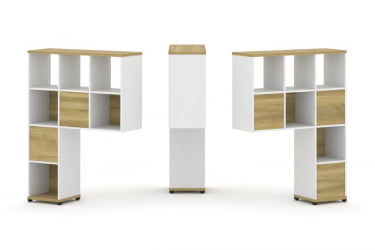 Надставка на стол высокая двухсторонняя + задняя стенка (5 шт.) CONCEPT CN.DNV-003 Дуб Винченцо Белый бриллиант Черный металл