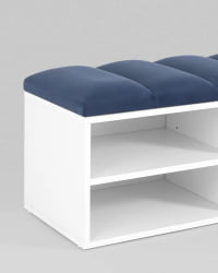 Обувница Хольст 2 белая велюр Синий