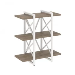 Стеллаж на регулируемых опорах - 3 полки ЛОФТ ВР.Л-МСТ.О-3.4В Металл белый Тиквуд темный / LOFT VR.L-MST.O-3.4V