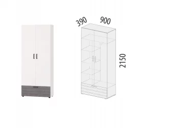 Шкаф для одежды с полками и штангой Денвер 400.02