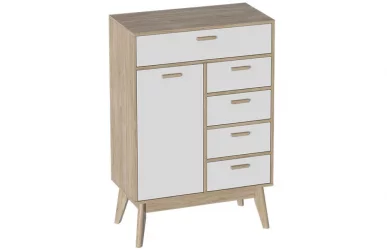 Комод высокий Калгари 03 Дуб натуральный светлый/белый матовый