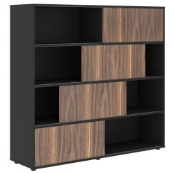 Стеллаж со слайд-дверьми VELION VENEER VRMCS 1615 Американский орех Яшма черная