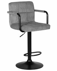 Стул барный DOBRIN KRUGER ARM BLACK (серый вельвет (LAR-E2041-25))